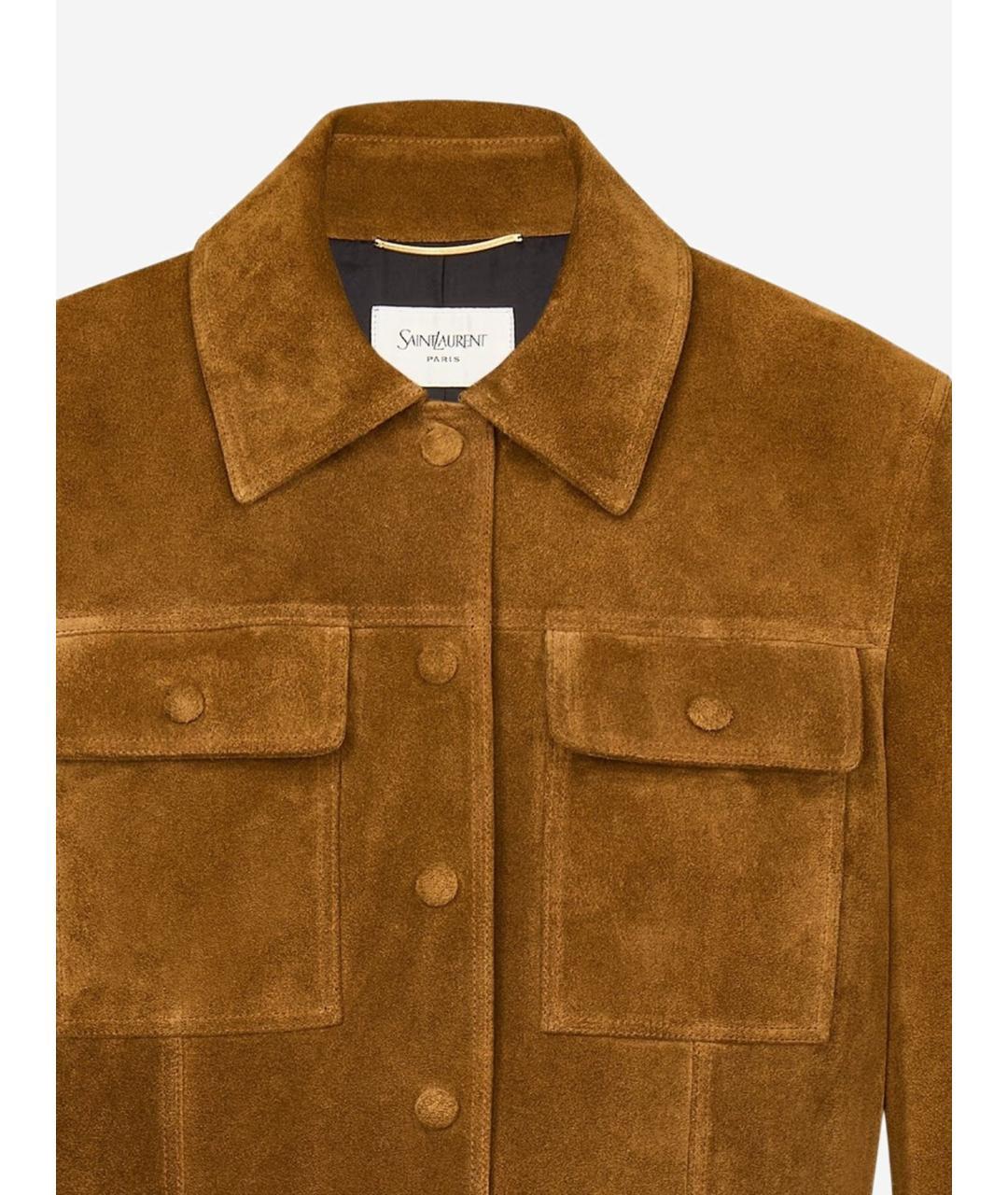 SAINT LAURENT Коричневая замшевая куртка, фото 3