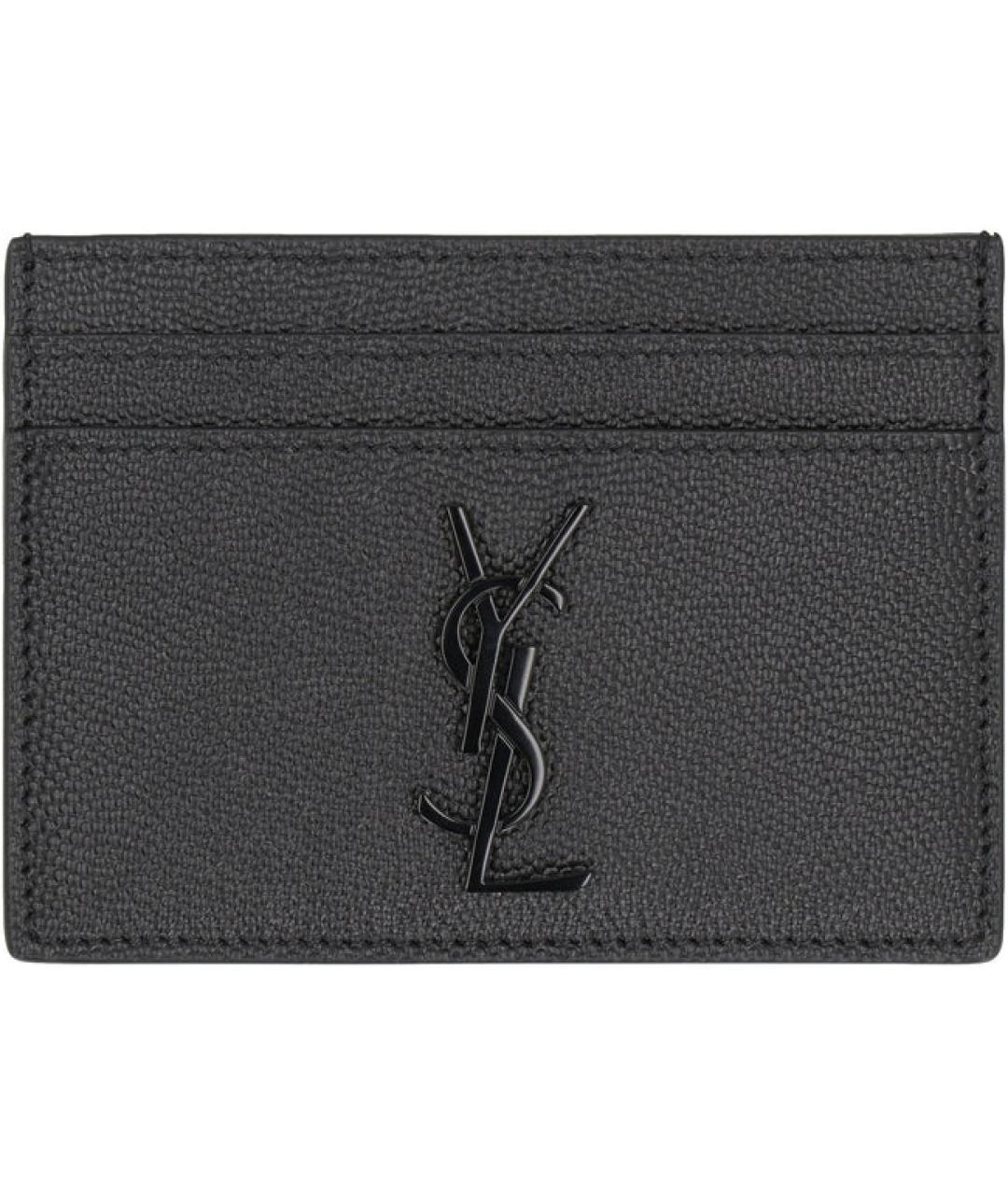 SAINT LAURENT Черный кожаный кардхолдер, фото 1