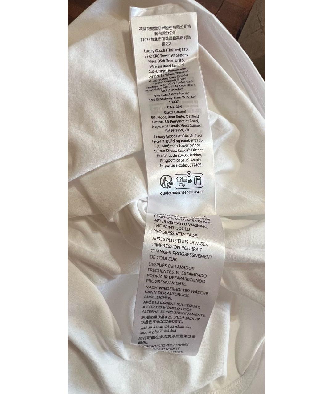 GUCCI Белая хлопковая футболка, фото 7