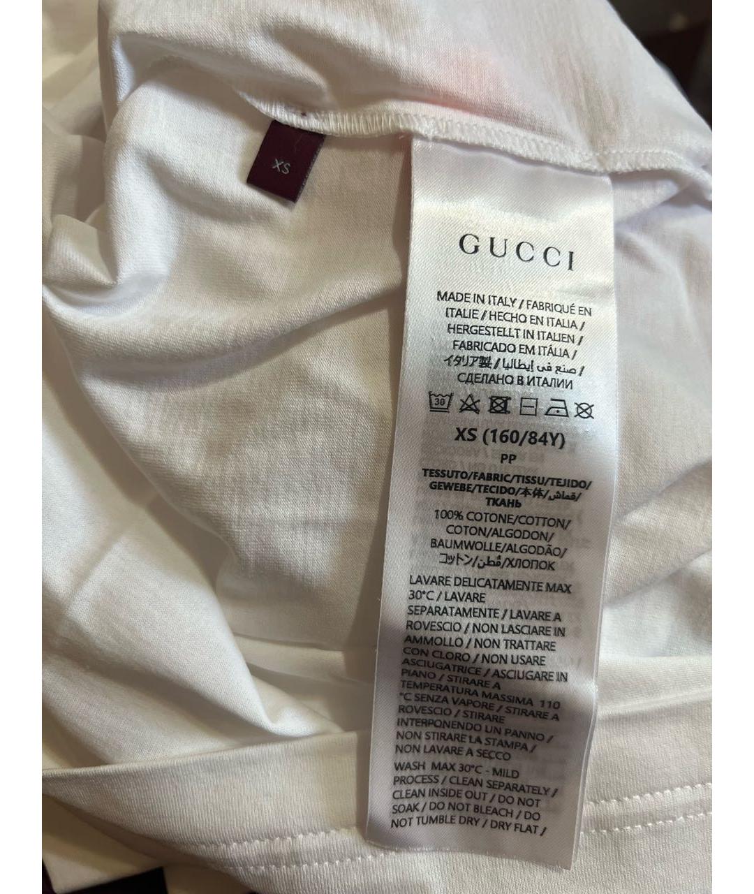 GUCCI Белая хлопковая футболка, фото 5