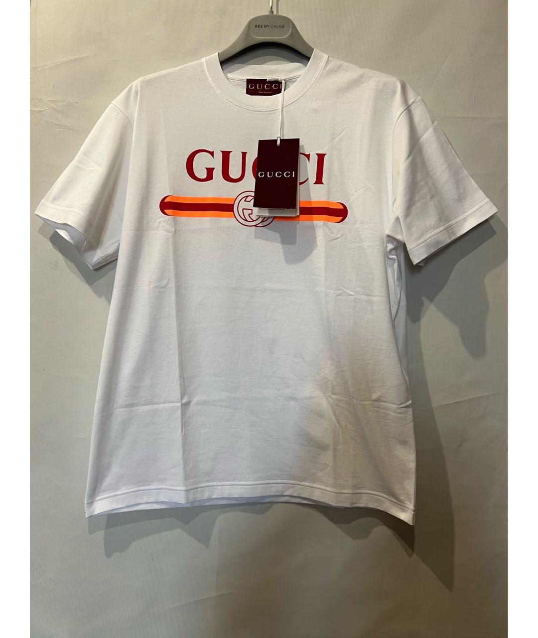 GUCCI Белая хлопковая футболка, фото 4