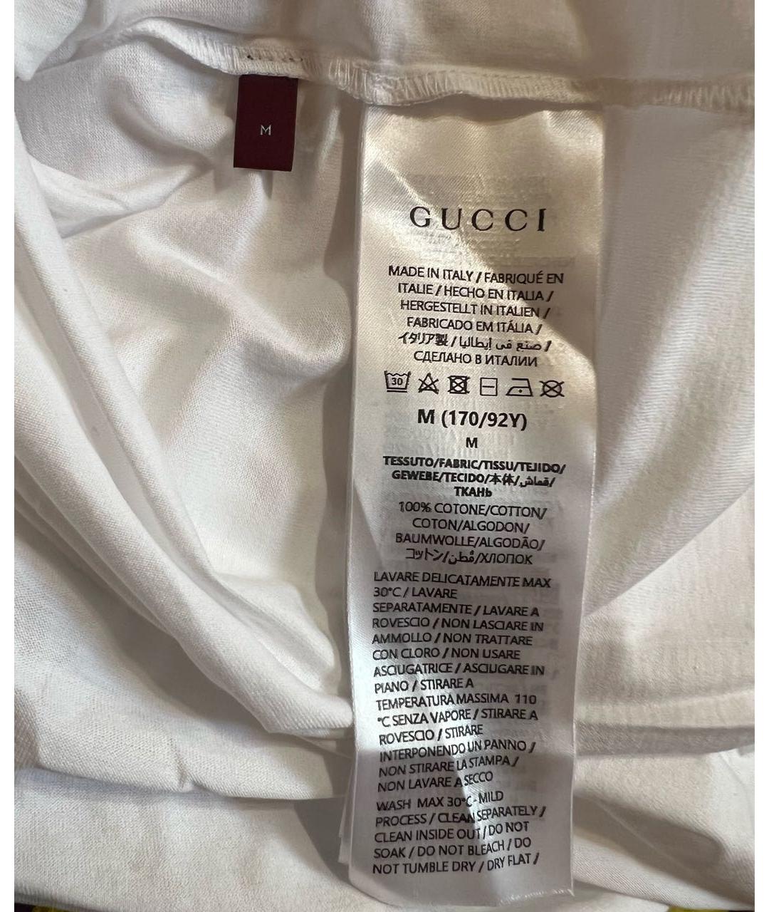 GUCCI Белая хлопковая футболка, фото 6