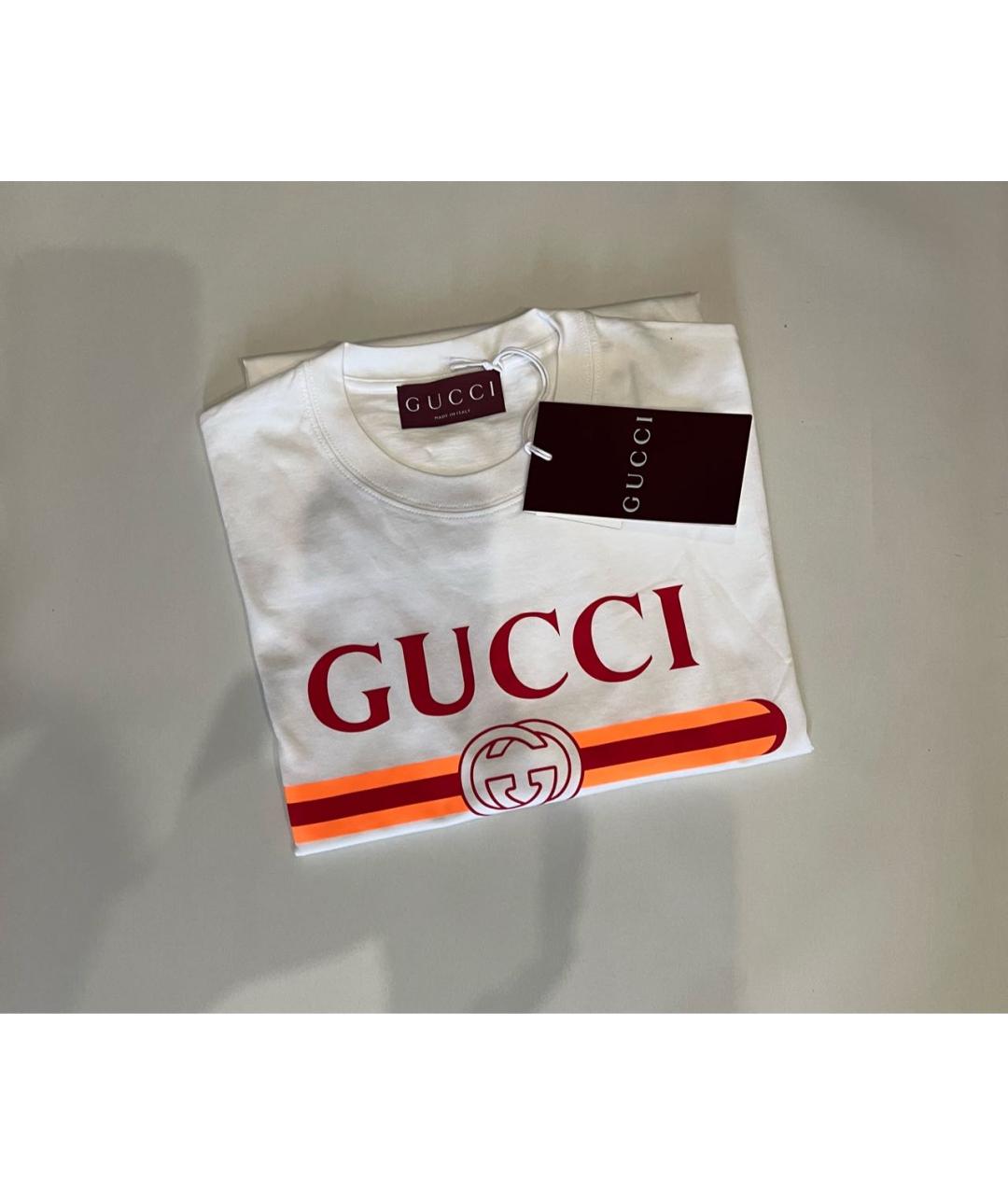 GUCCI Белая хлопковая футболка, фото 3