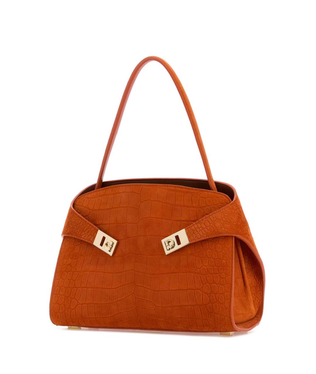 FERRAGAMO Оранжевая кожаная сумка с короткими ручками, фото 2