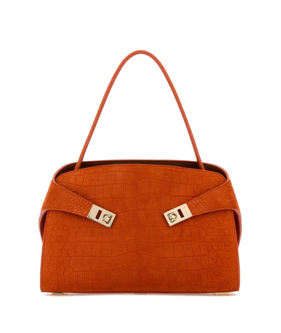 FERRAGAMO Оранжевая кожаная сумка с короткими ручками, фото 1