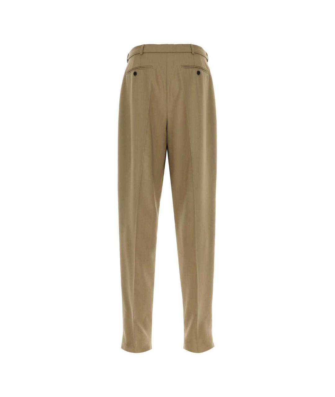 SAINT LAURENT Бежевые шерстяные повседневные брюки, фото 2