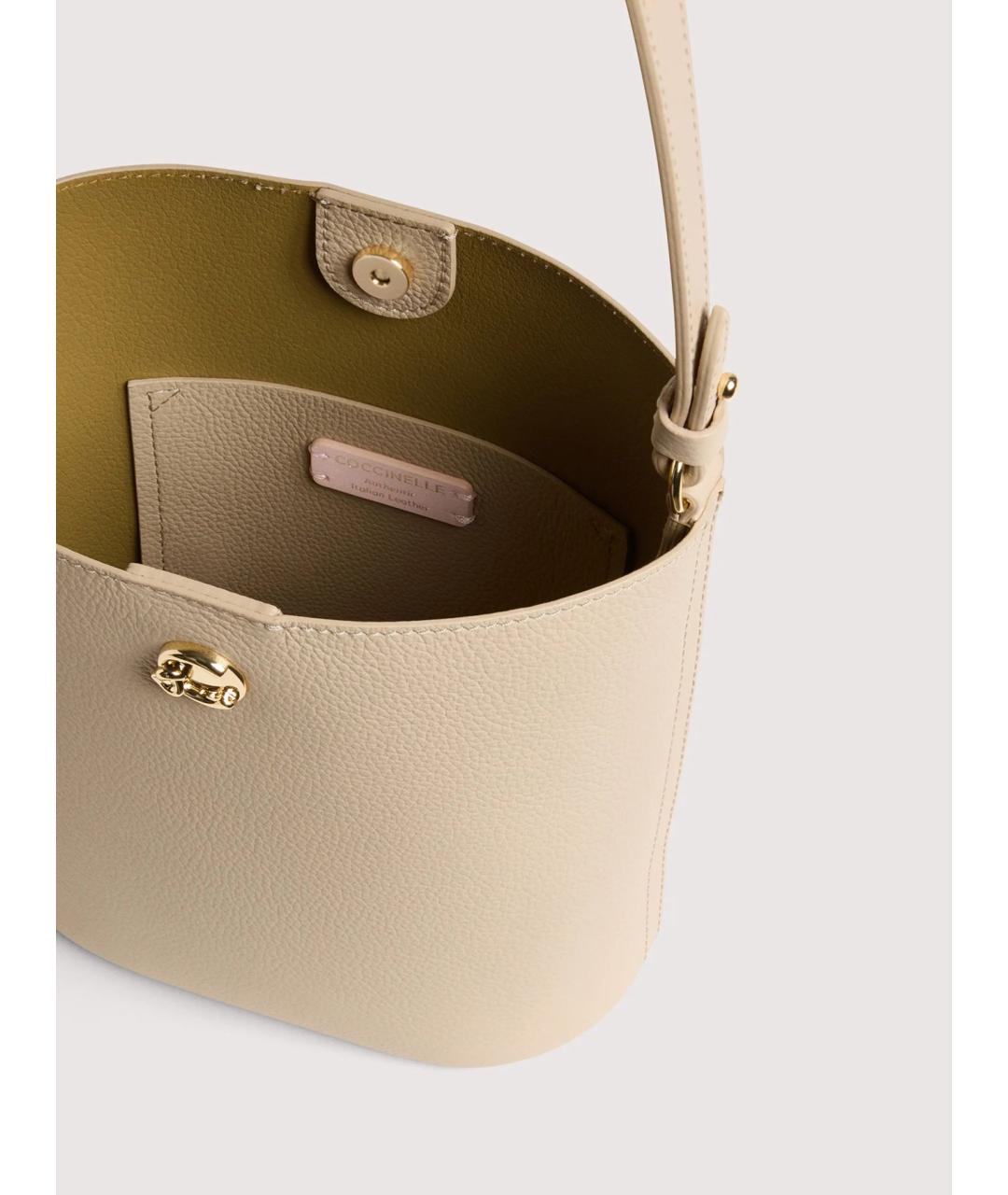 COCCINELLE Бежевая кожаная сумка через плечо, фото 3