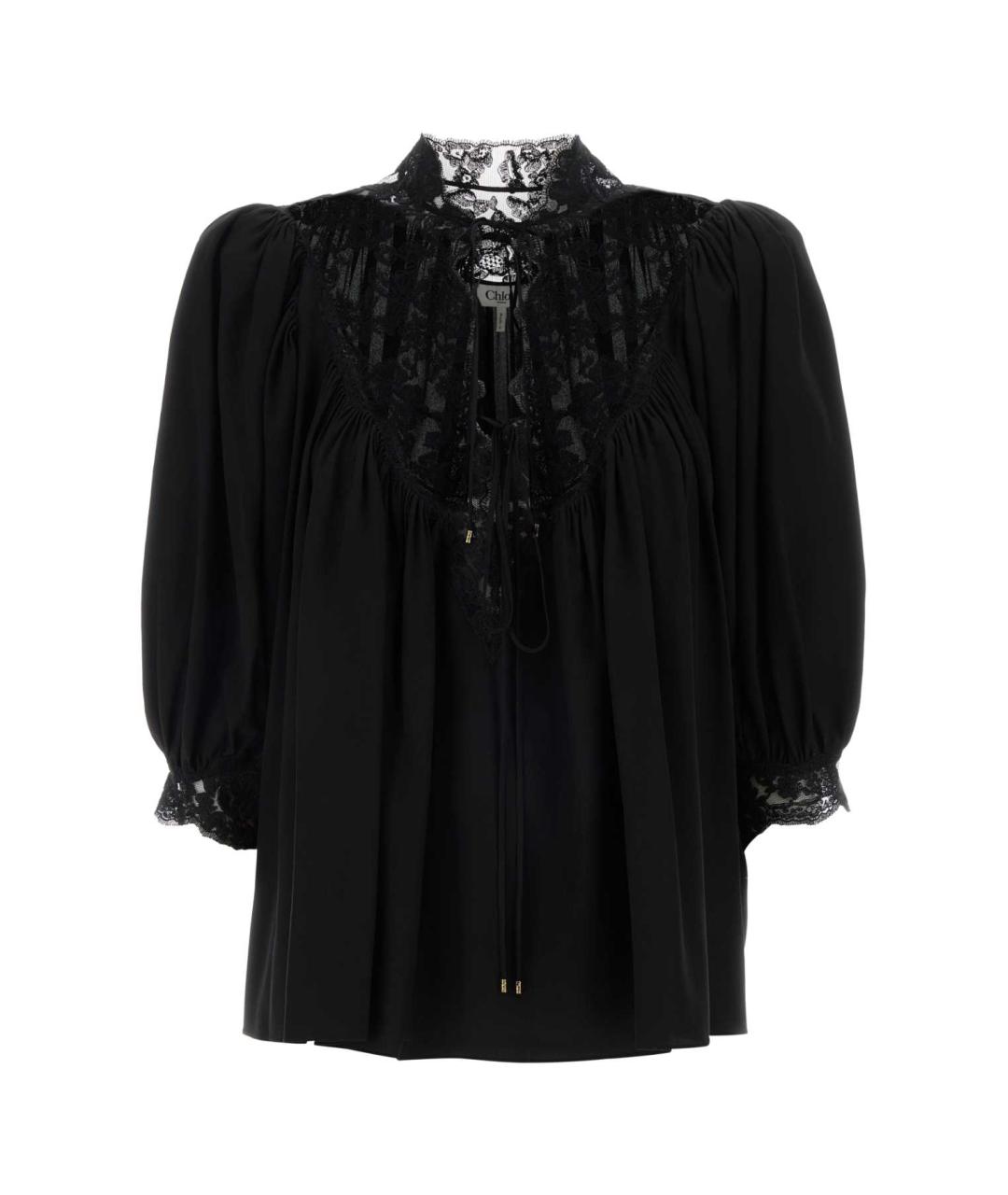 CHLOE Черная шелковая блузы, фото 1