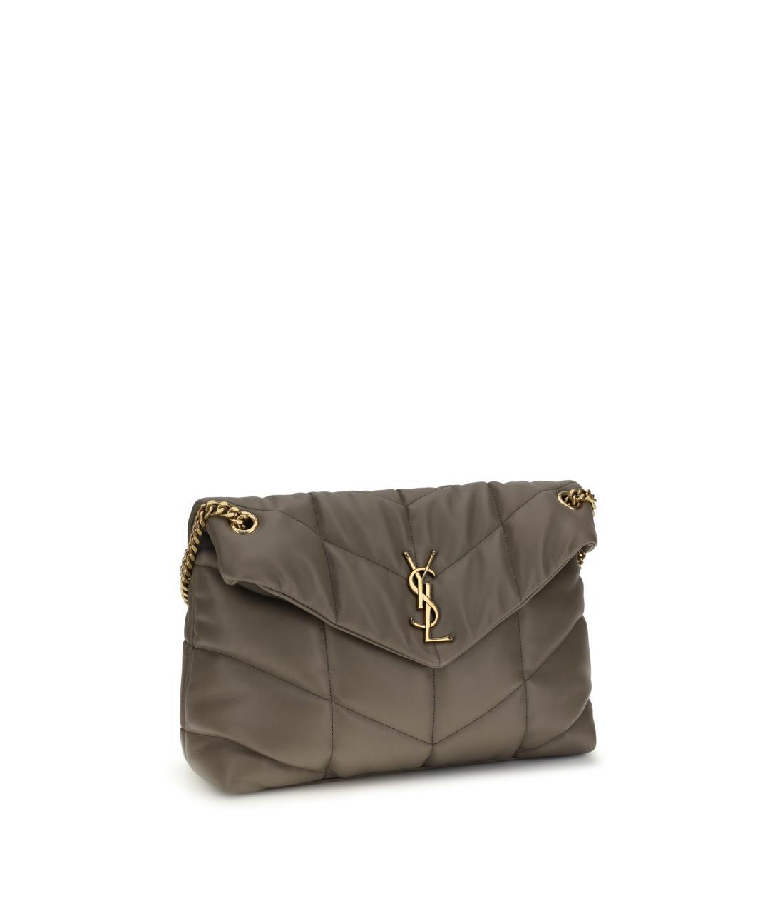 SAINT LAURENT Бежевая кожаная сумка через плечо, фото 2