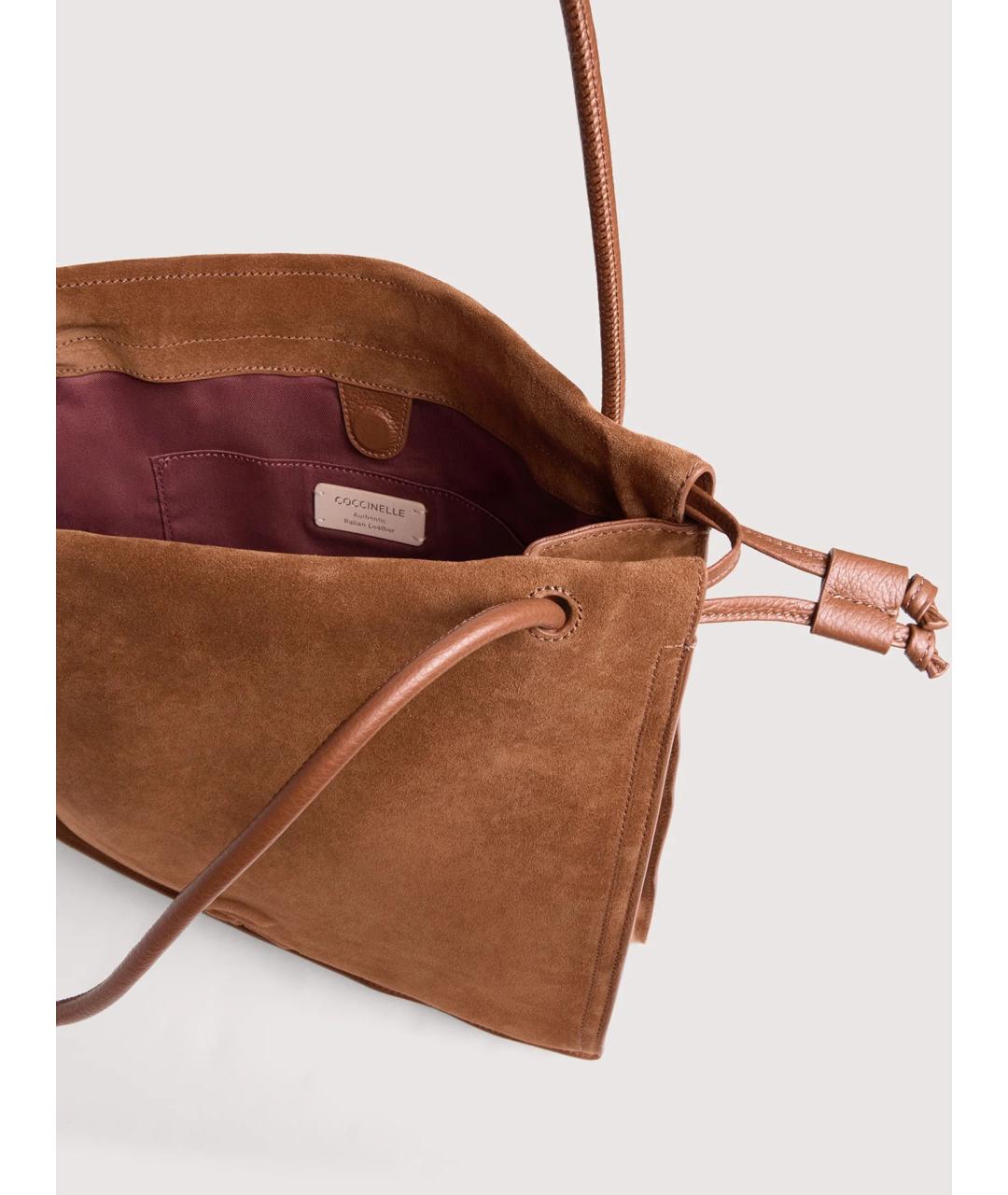 COCCINELLE Коричневая кожаная сумка через плечо, фото 4