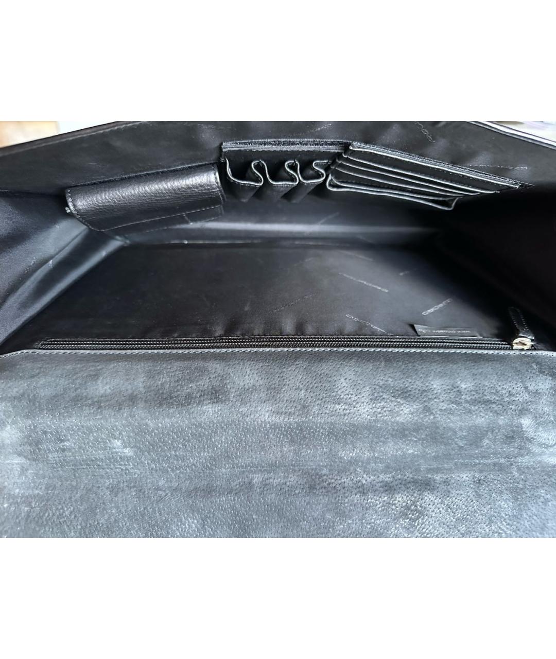 PIQUADRO Черный кожаный портфель, фото 4