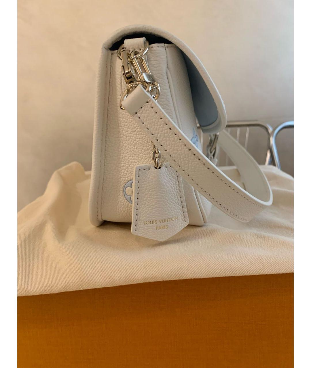 LOUIS VUITTON Белая кожаная сумка через плечо, фото 8