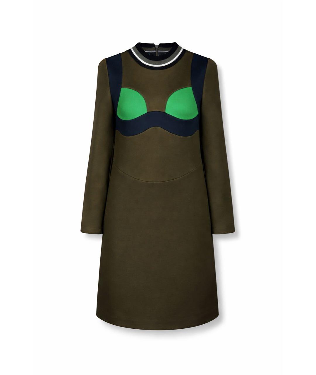 PRADA Зеленые вискозное повседневное платье, фото 9