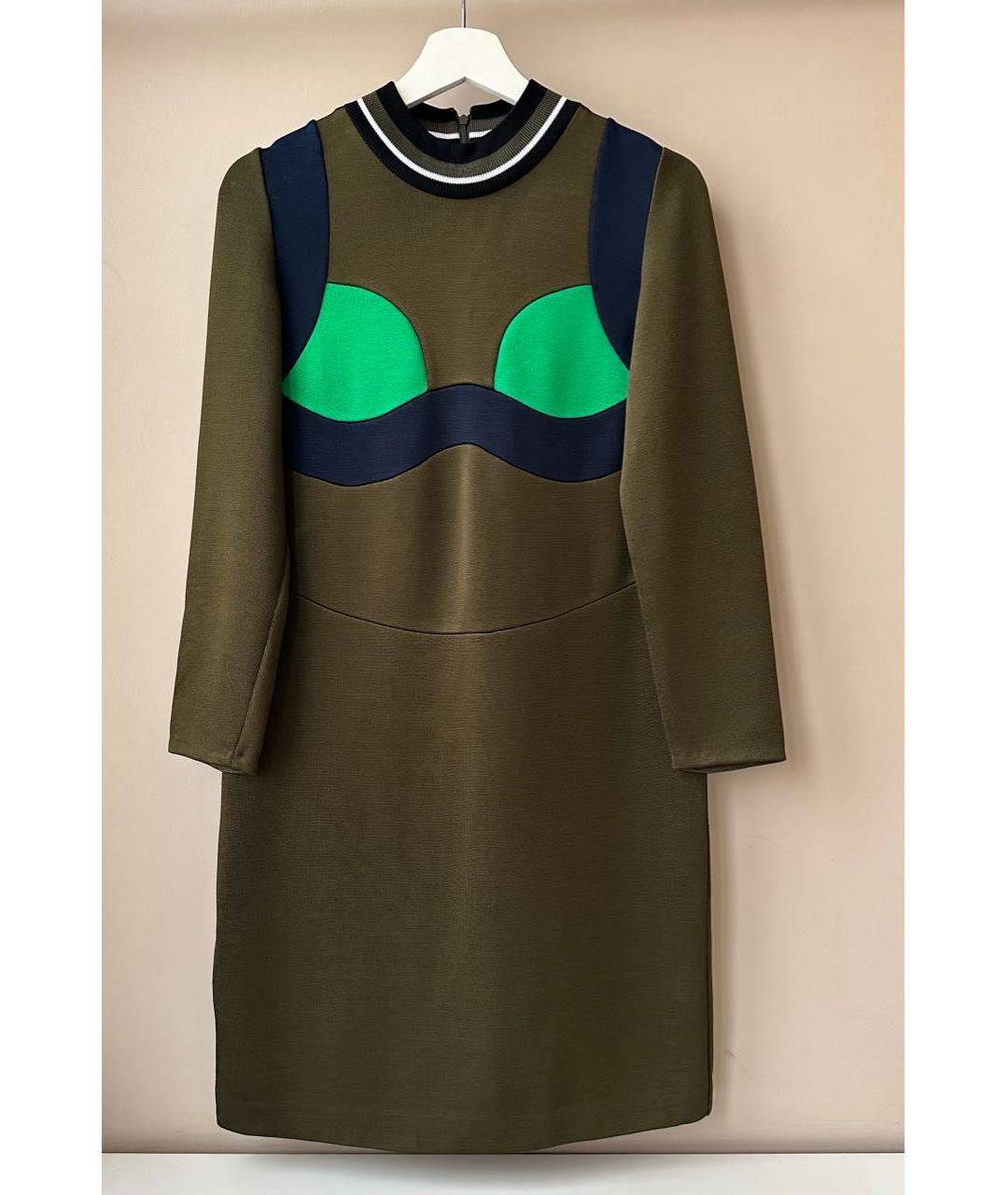 PRADA Зеленые вискозное повседневное платье, фото 2