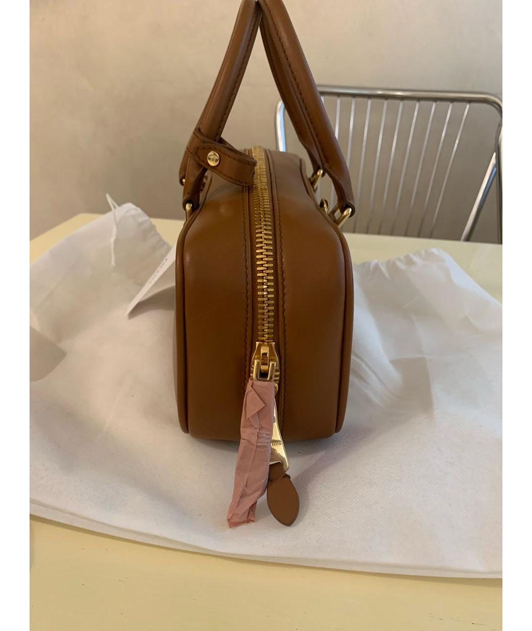 MIU MIU Оранжевая кожаная сумка с короткими ручками, фото 6