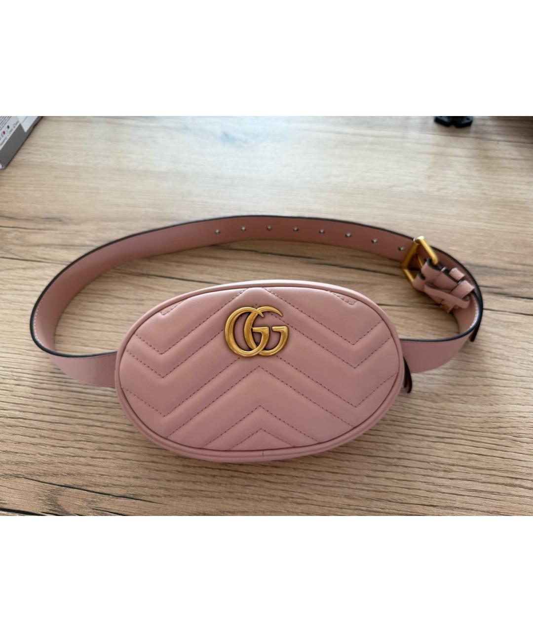 GUCCI Розовая кожаная поясная сумка, фото 6