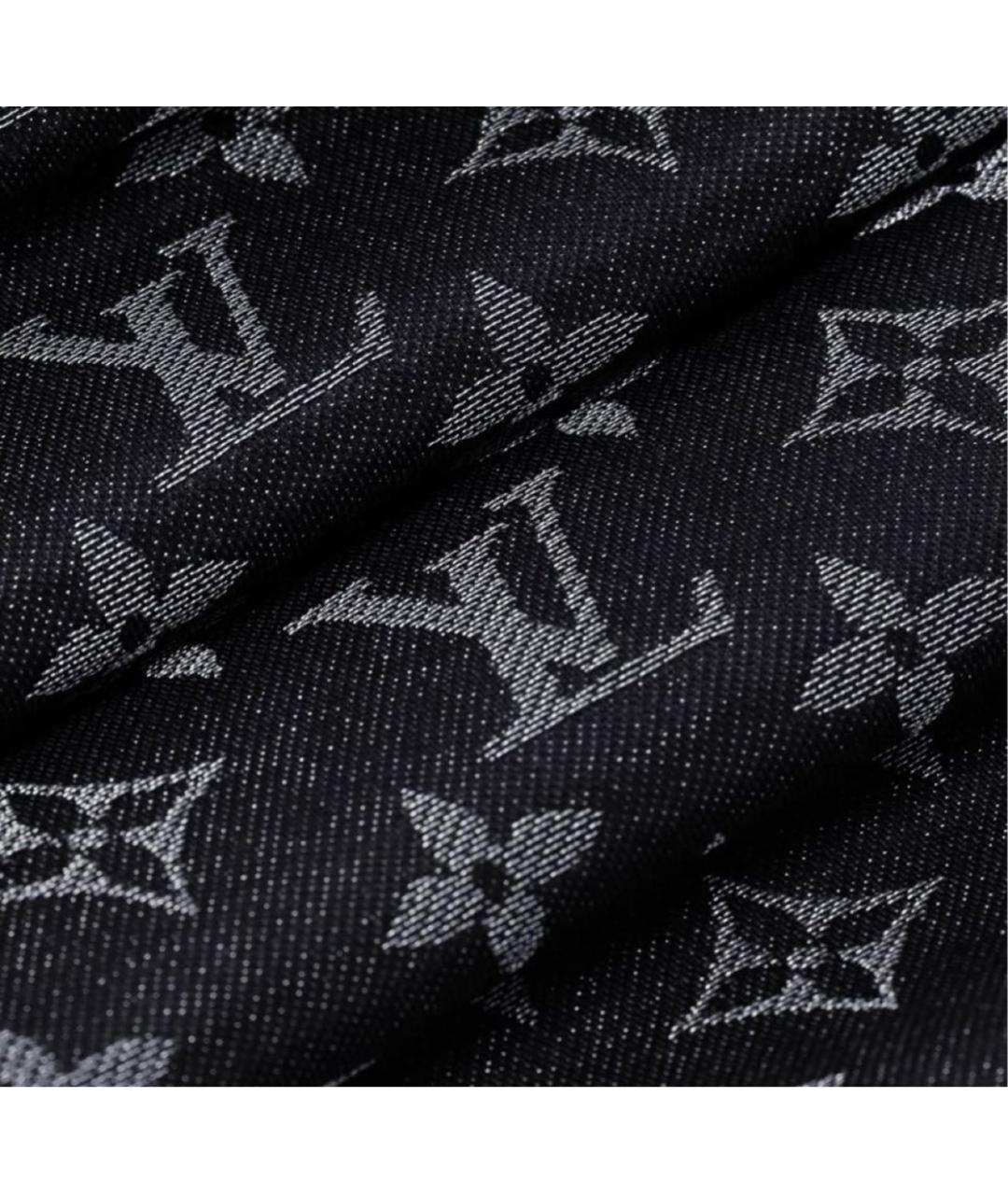 LOUIS VUITTON Черный шелковый платок, фото 2