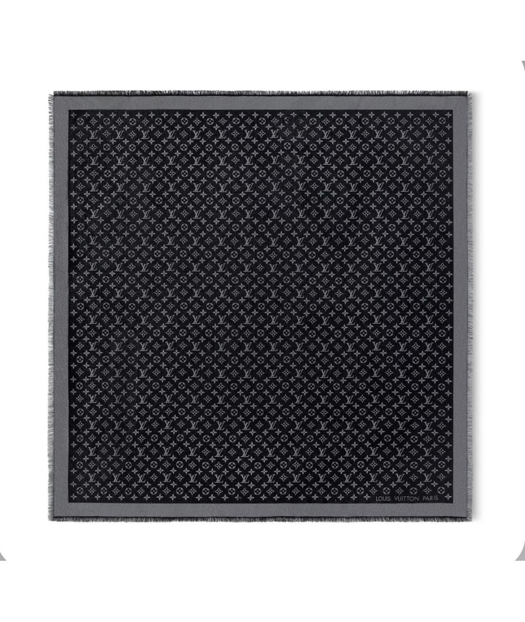 LOUIS VUITTON Черный шелковый платок, фото 8