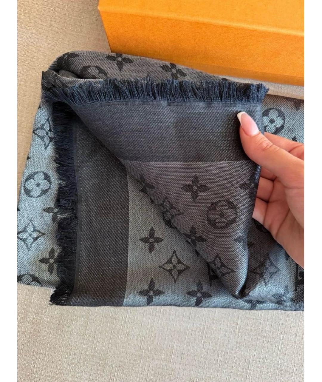 LOUIS VUITTON Черный шелковый платок, фото 3