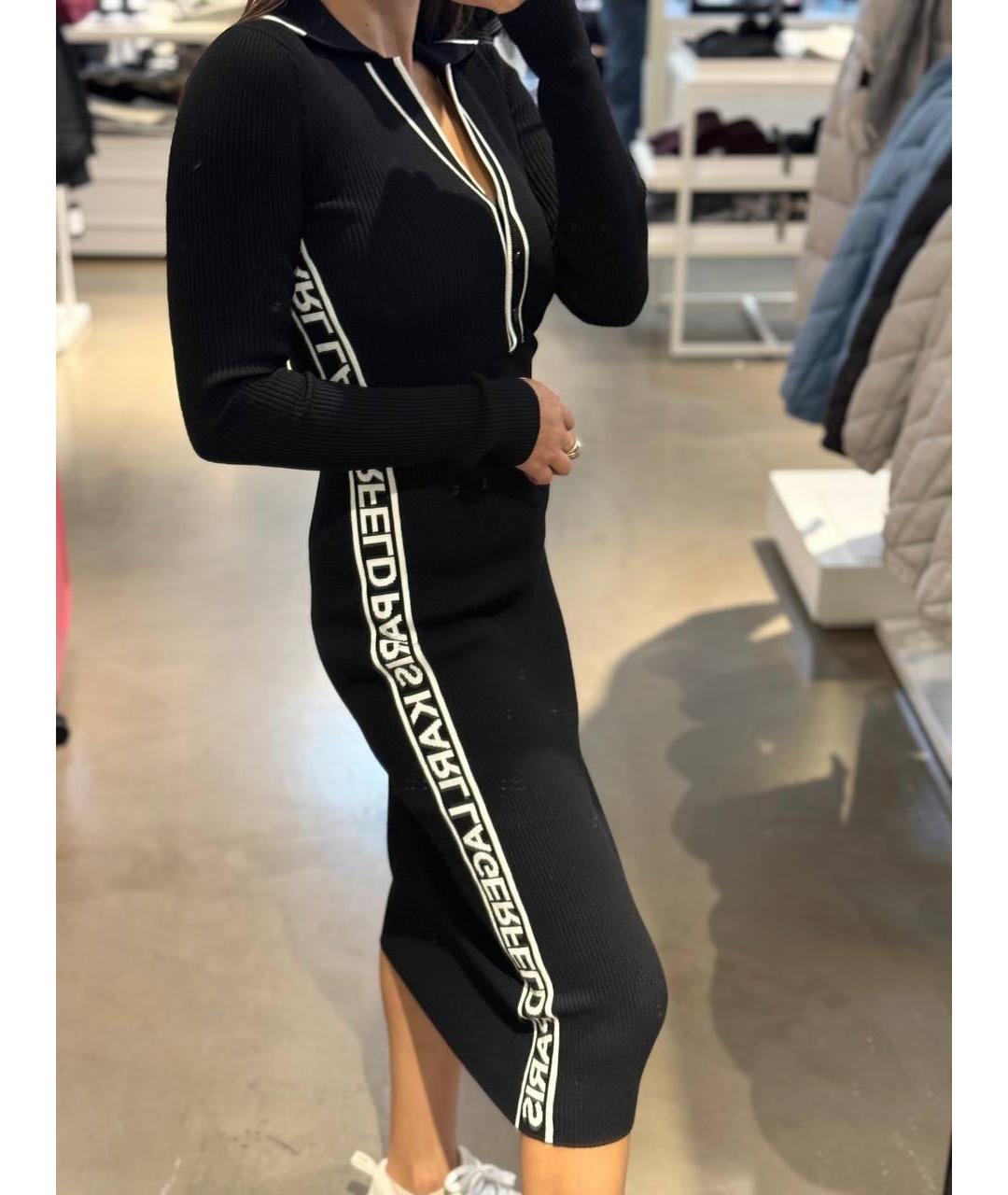 KARL LAGERFELD Черное вискозное повседневное платье, фото 4