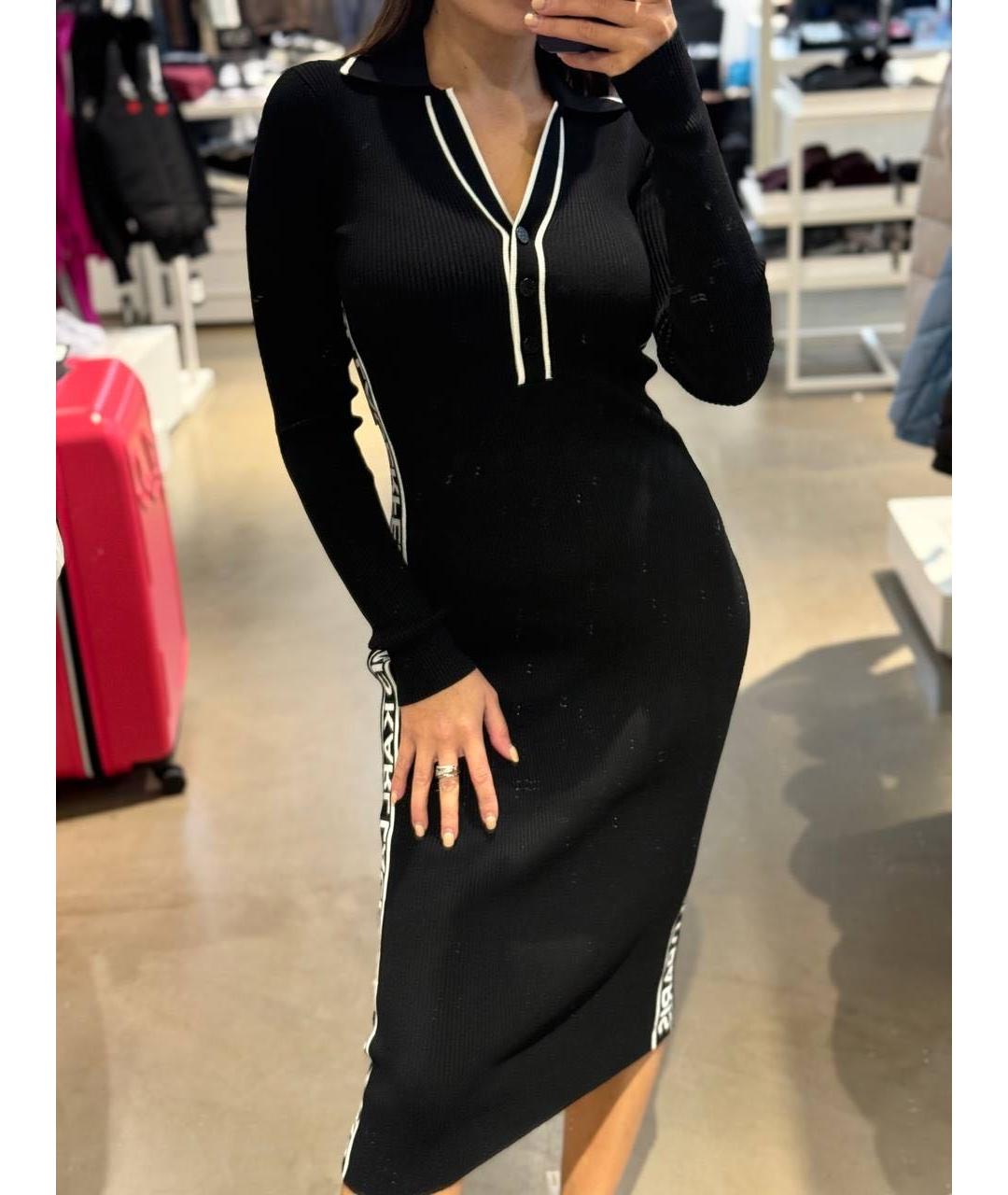 KARL LAGERFELD Черное вискозное повседневное платье, фото 3