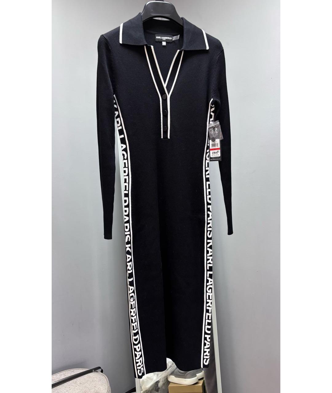 KARL LAGERFELD Черное вискозное повседневное платье, фото 5