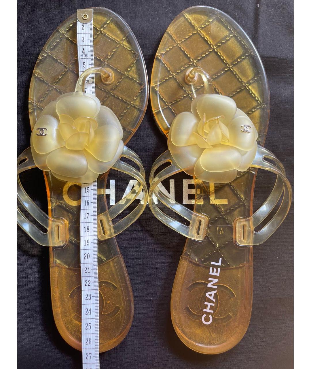CHANEL Желтые резиновые шлепанцы, фото 5