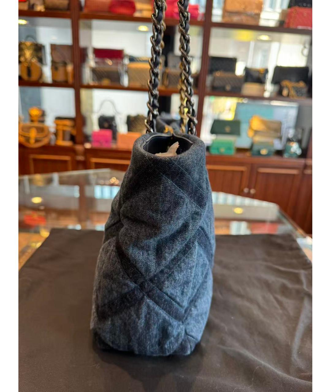 CHANEL Голубая деним сумка через плечо, фото 4