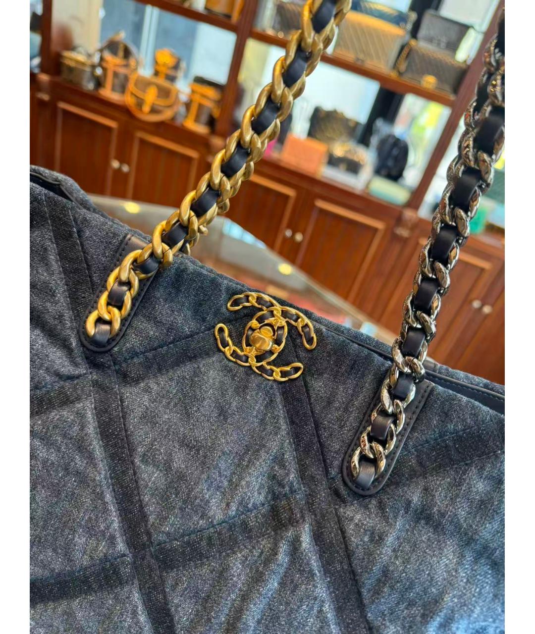 CHANEL Голубая деним сумка через плечо, фото 3