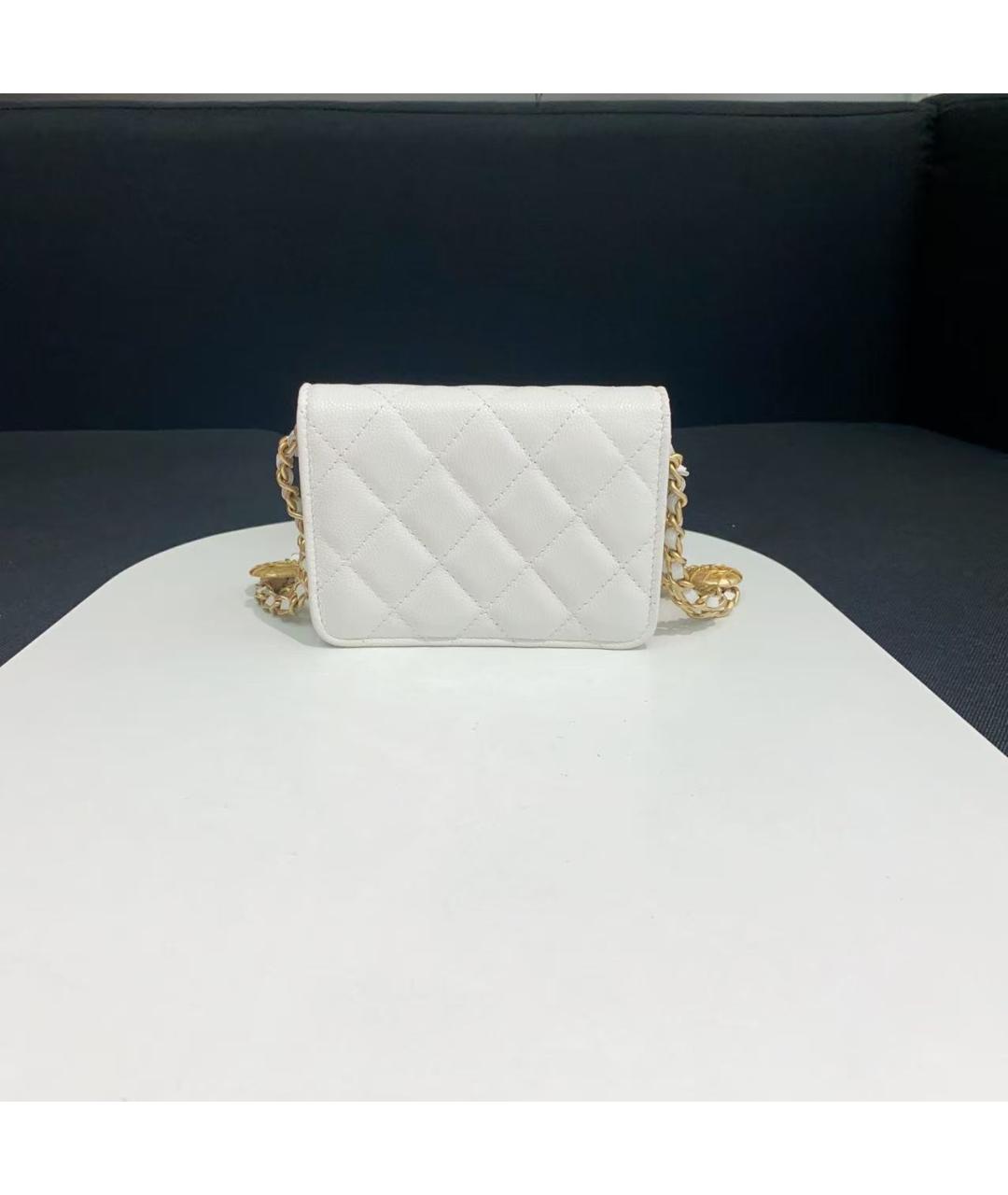 CHANEL Белая кожаная сумка через плечо, фото 3