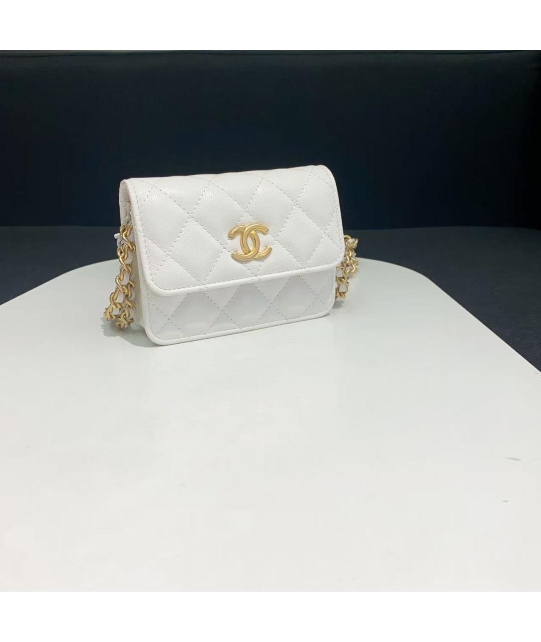 CHANEL Белая кожаная сумка через плечо, фото 2