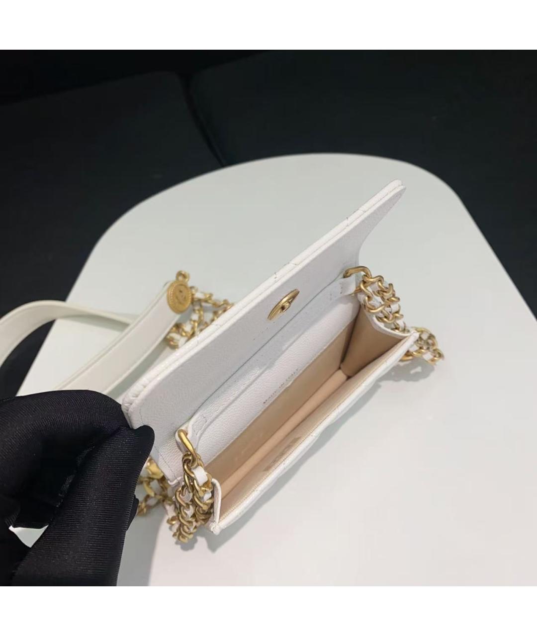 CHANEL Белая кожаная сумка через плечо, фото 5