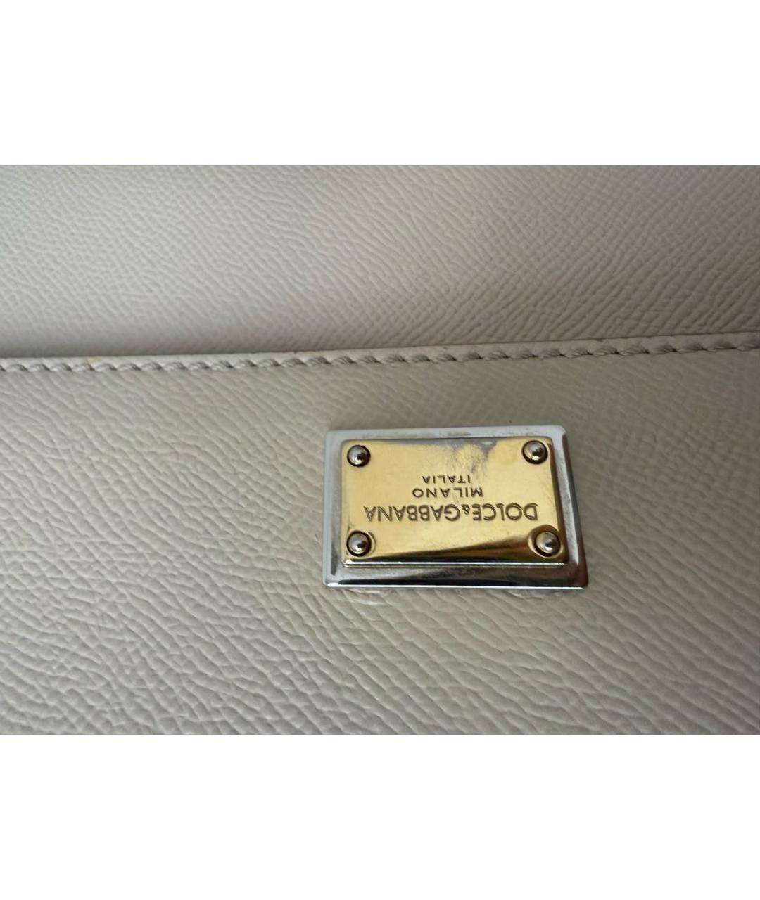 DOLCE&GABBANA Бежевая кожаная сумка с короткими ручками, фото 6