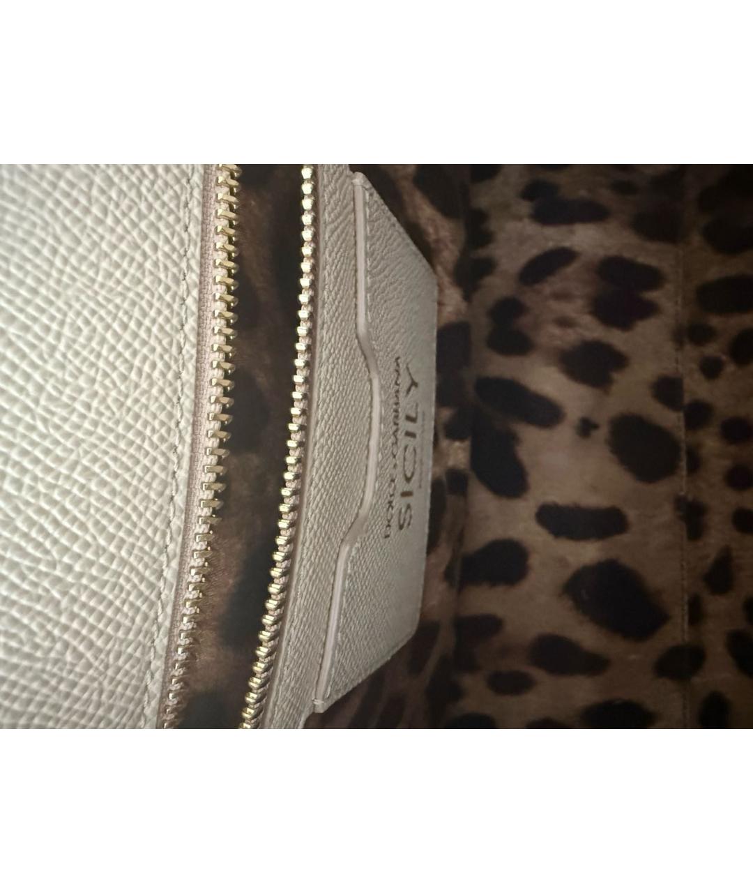 DOLCE&GABBANA Бежевая кожаная сумка с короткими ручками, фото 4