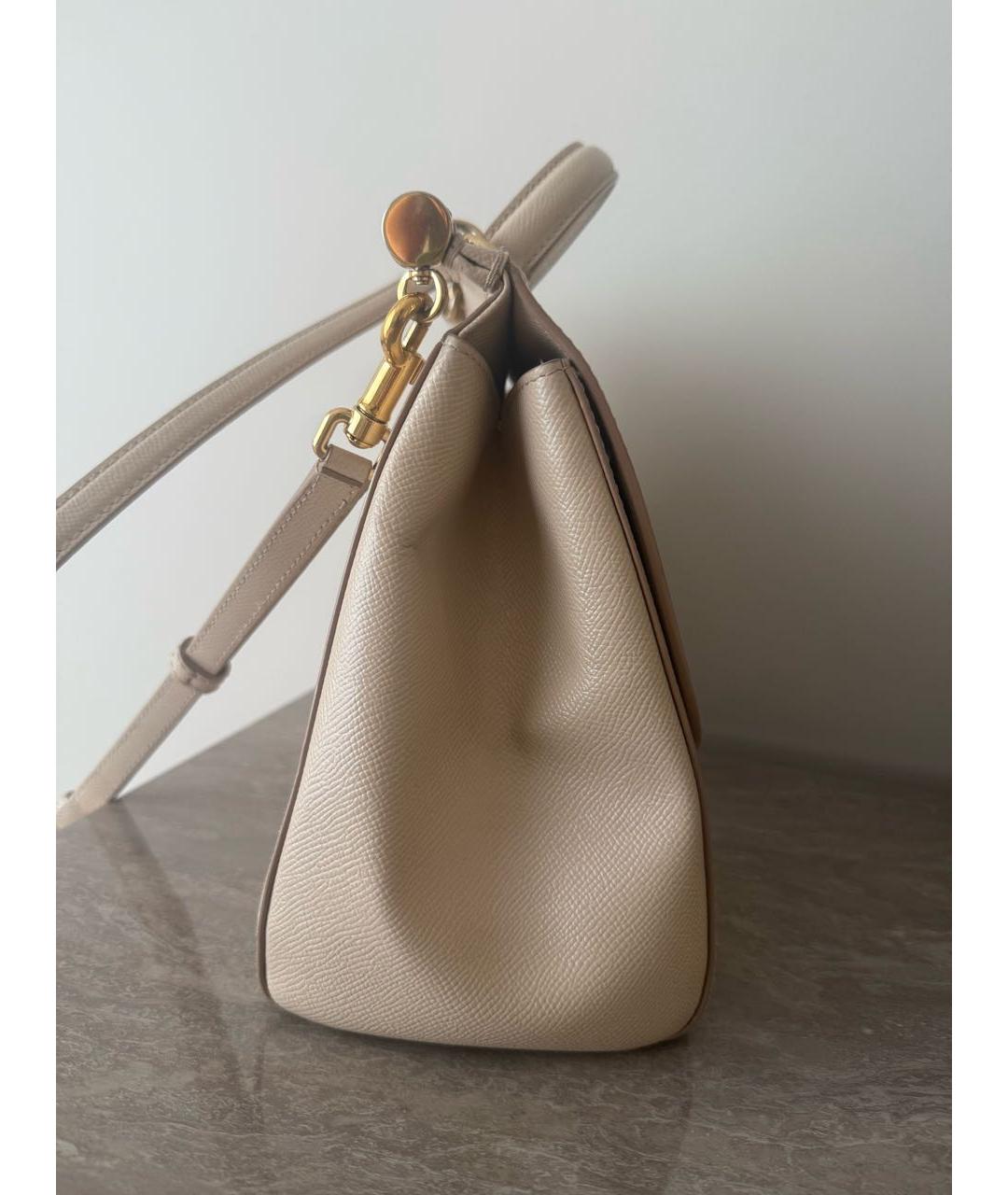 DOLCE&GABBANA Бежевая кожаная сумка с короткими ручками, фото 7