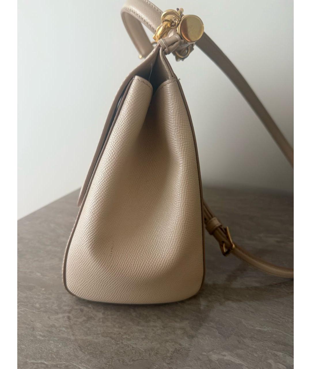 DOLCE&GABBANA Бежевая кожаная сумка с короткими ручками, фото 8