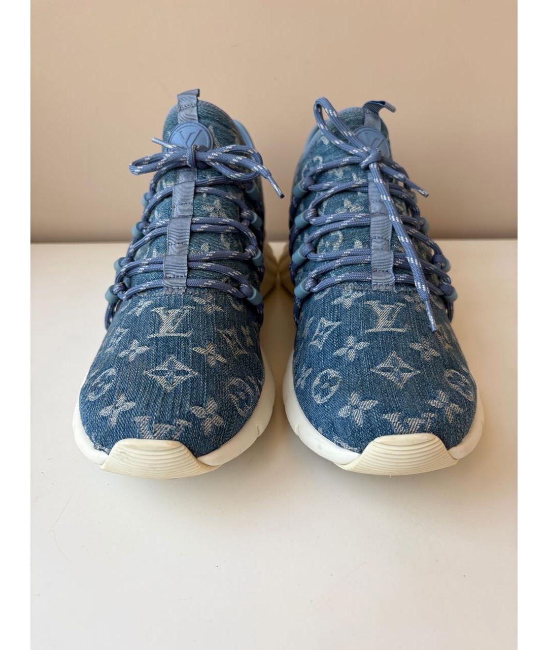 LOUIS VUITTON Голубые текстильные низкие кроссовки / кеды, фото 4
