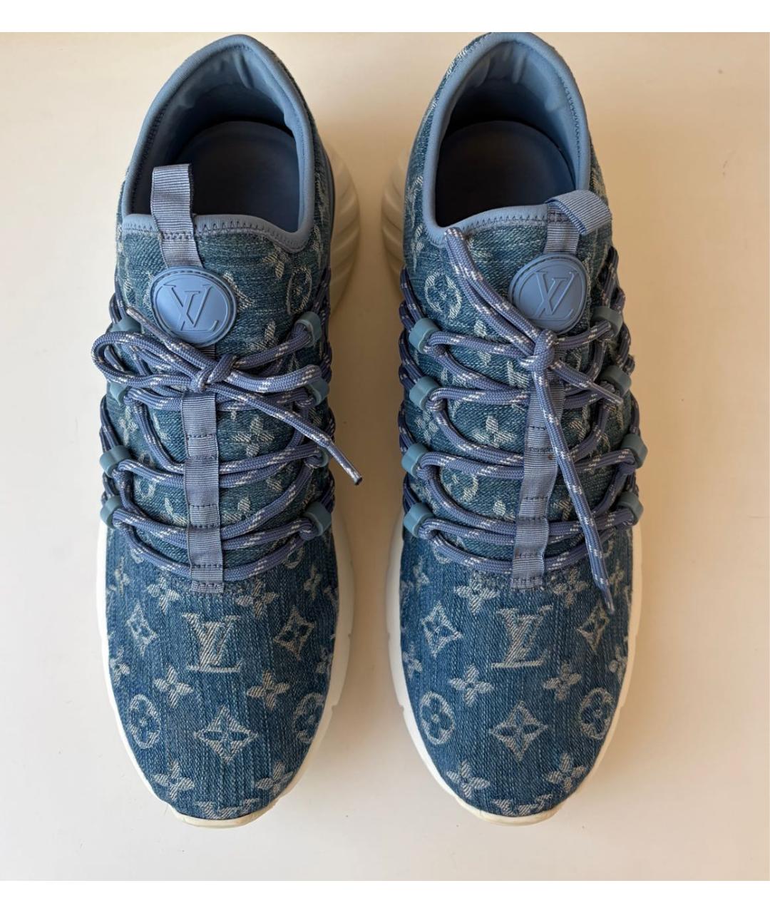 LOUIS VUITTON Голубые текстильные низкие кроссовки / кеды, фото 2