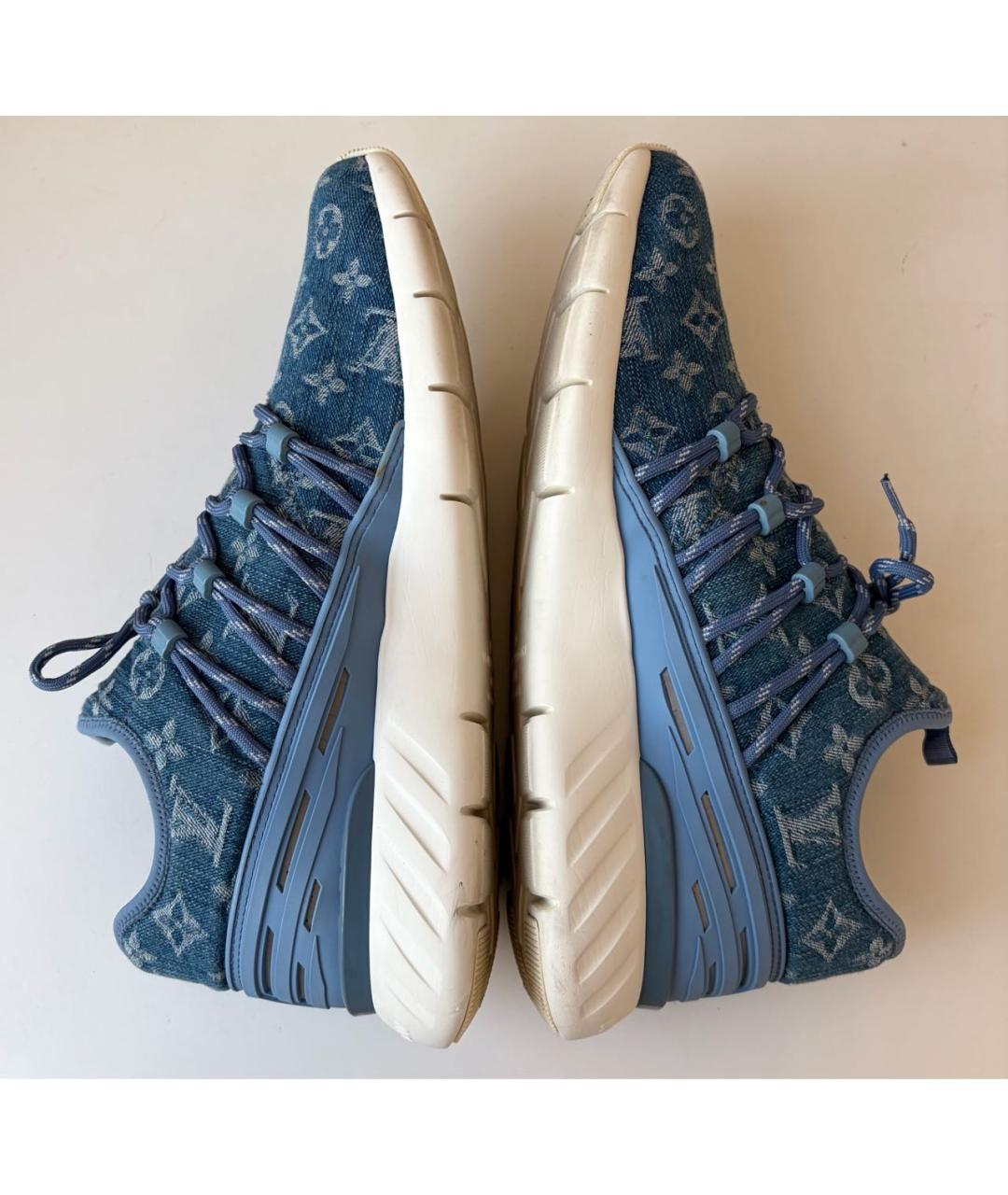 LOUIS VUITTON Голубые текстильные низкие кроссовки / кеды, фото 6