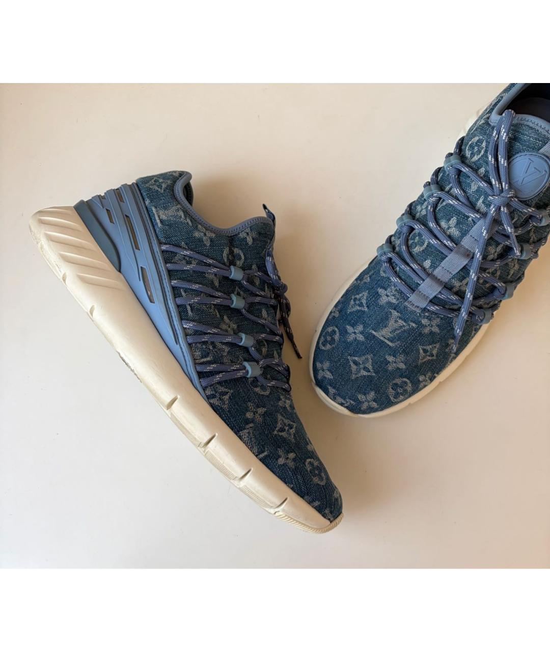 LOUIS VUITTON Голубые текстильные низкие кроссовки / кеды, фото 3