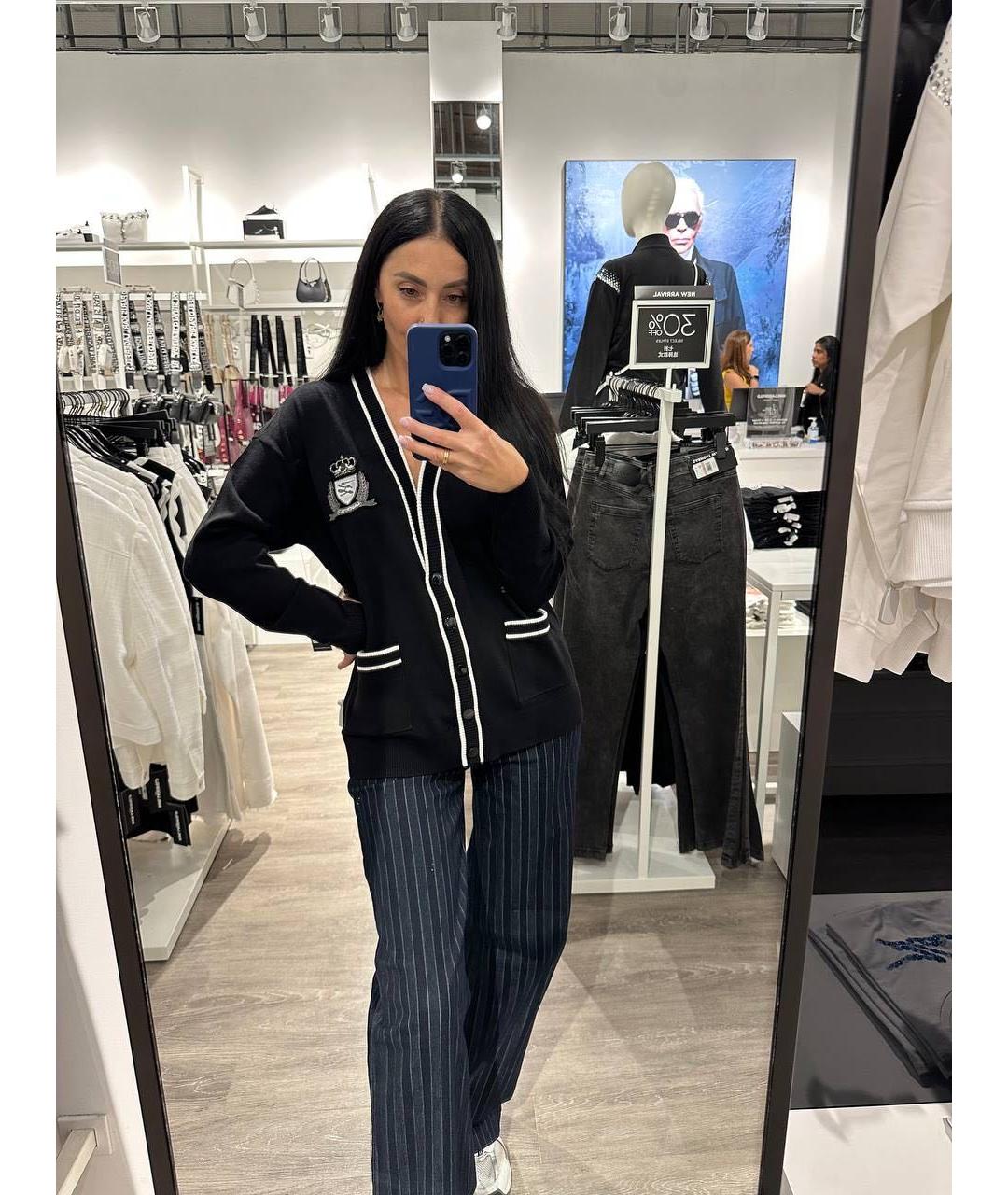 KARL LAGERFELD Черный вискозный кардиган, фото 5