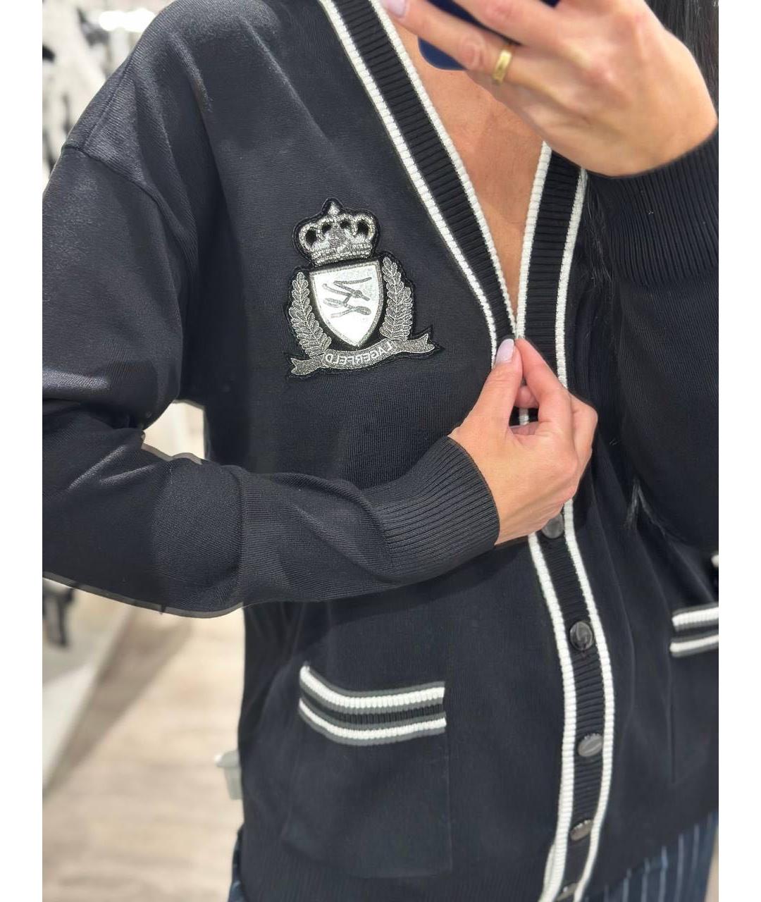 KARL LAGERFELD Черный вискозный кардиган, фото 4