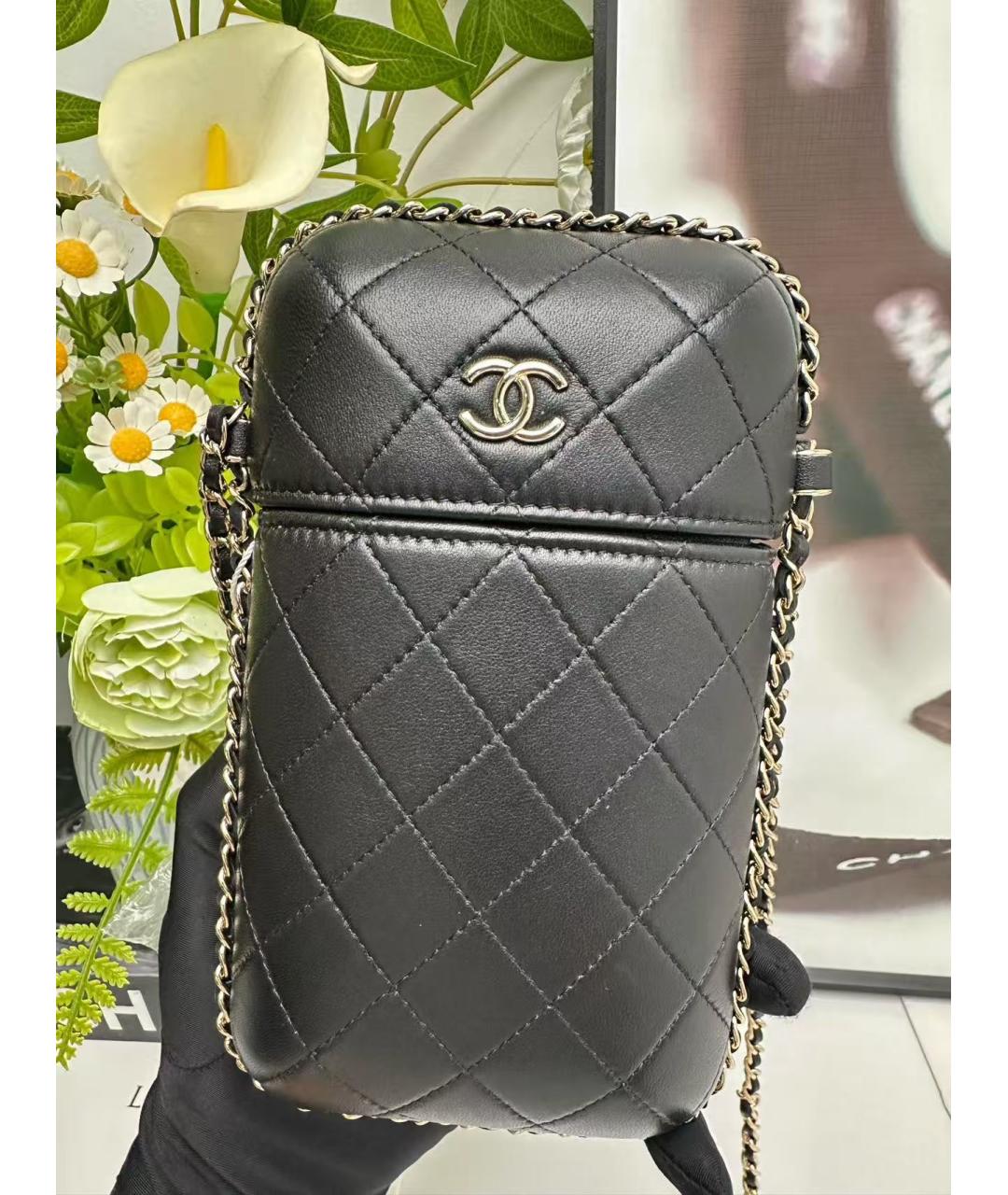 CHANEL Черная кожаная сумка через плечо, фото 6