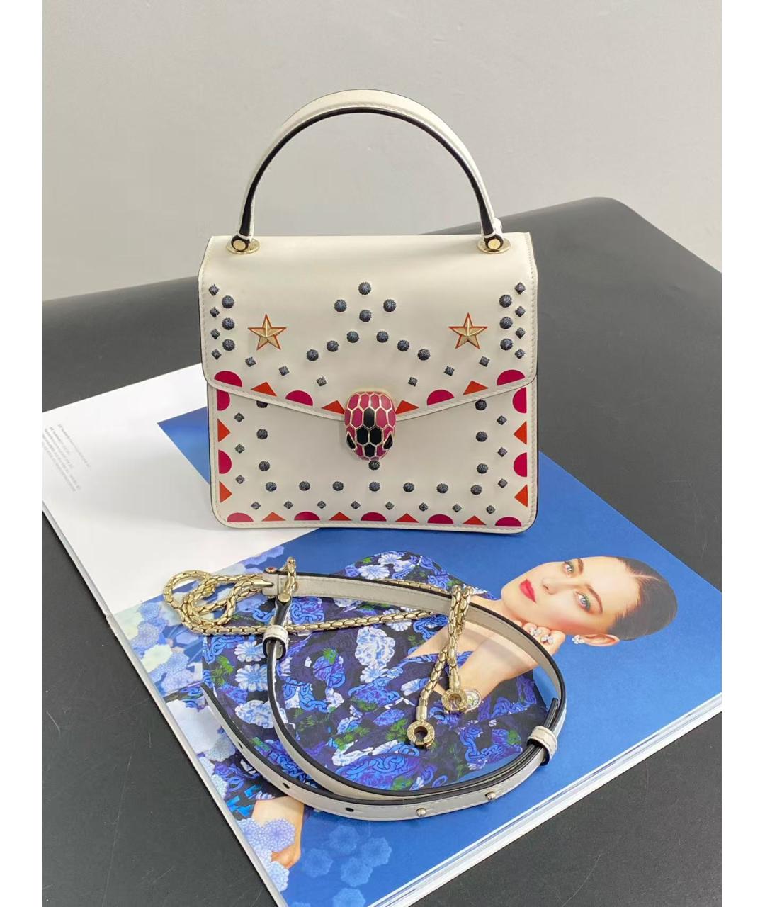 BVLGARI Белая кожаная сумка через плечо, фото 2