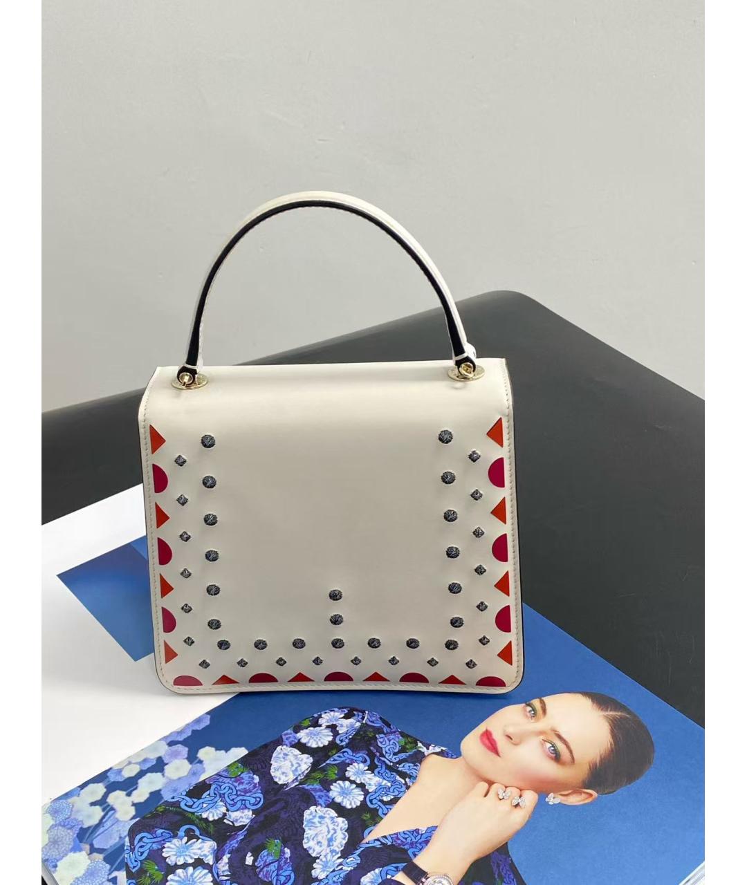 BVLGARI Белая кожаная сумка через плечо, фото 4