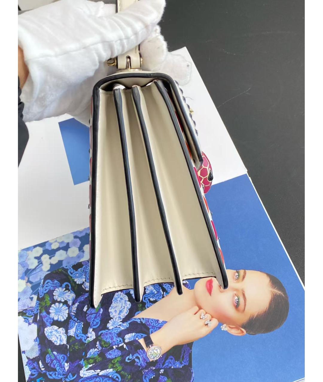 BVLGARI Белая кожаная сумка через плечо, фото 5