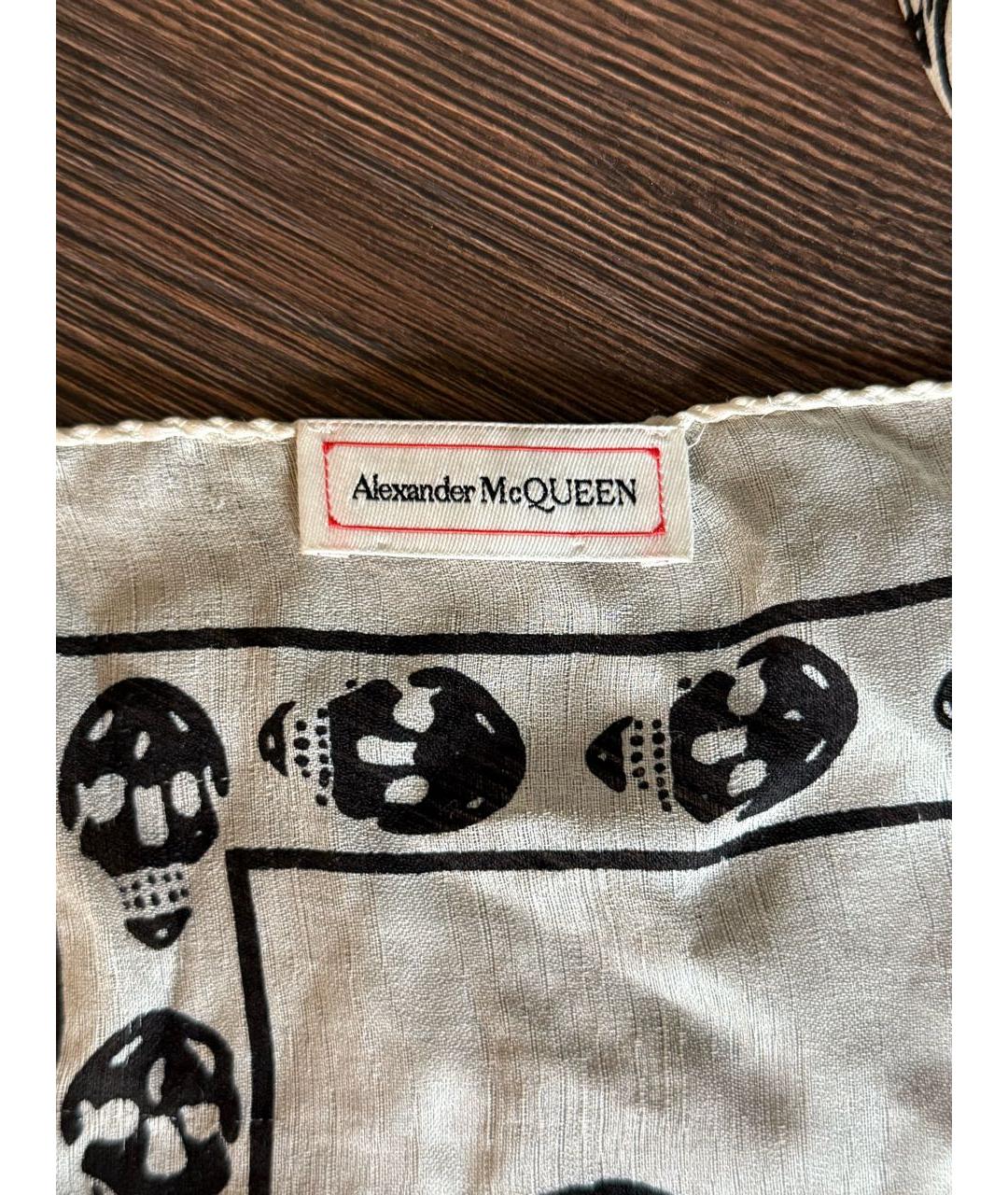 ALEXANDER MCQUEEN Белый шелковый шарф, фото 2