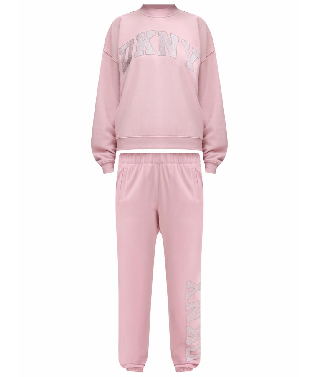 DKNY Розовый хлопко-эластановый костюм с брюками, фото 1