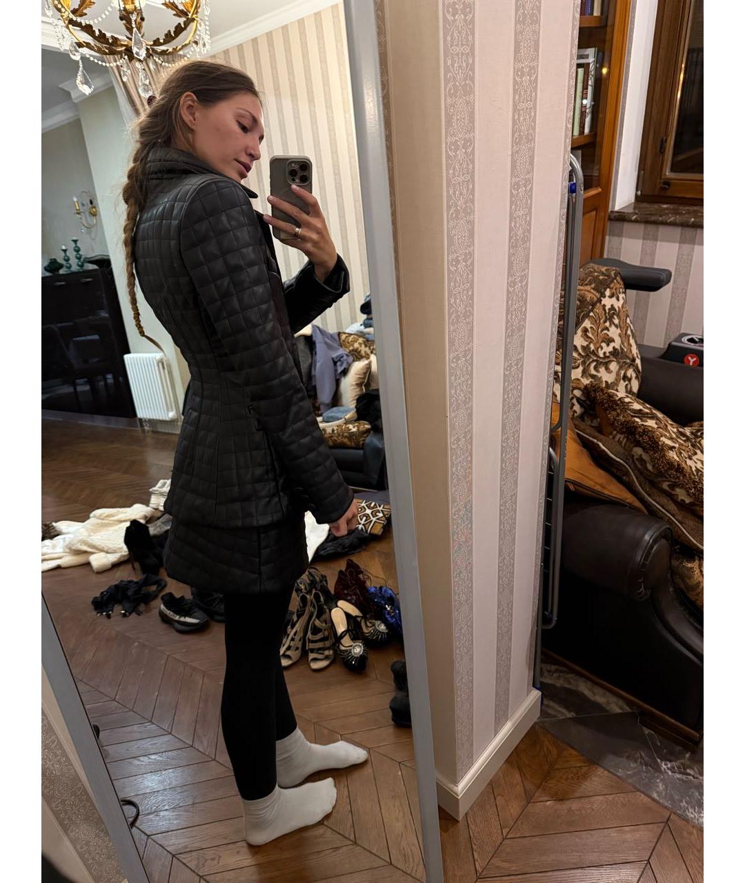 GIUSEPPE DI MORABITO Черный полиуретановый жакет/пиджак, фото 2