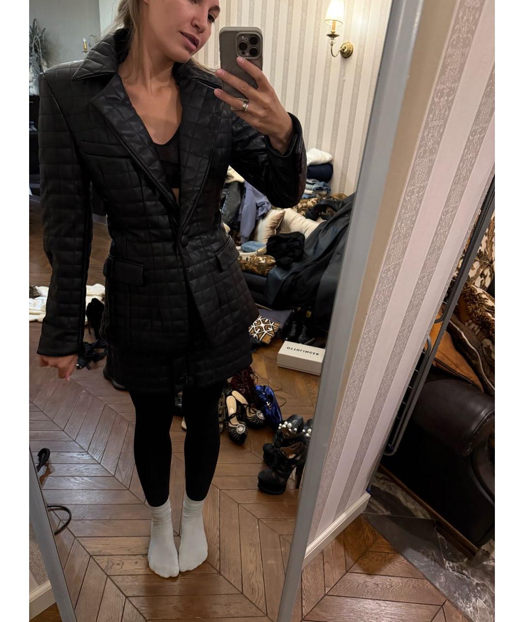 GIUSEPPE DI MORABITO Черный полиуретановый жакет/пиджак, фото 6